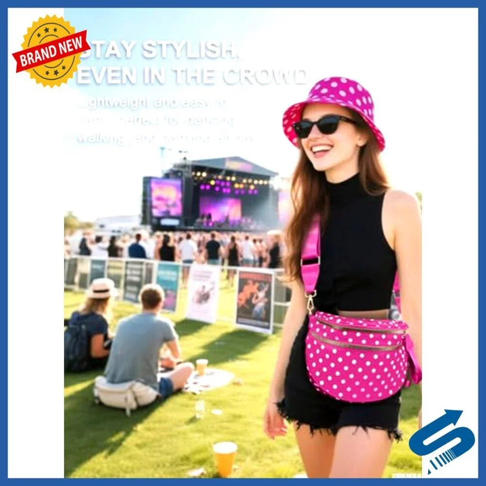 Spacious Nylon Crossbody Fanny Pack with Multiple Pockets, Adjustable Strap
